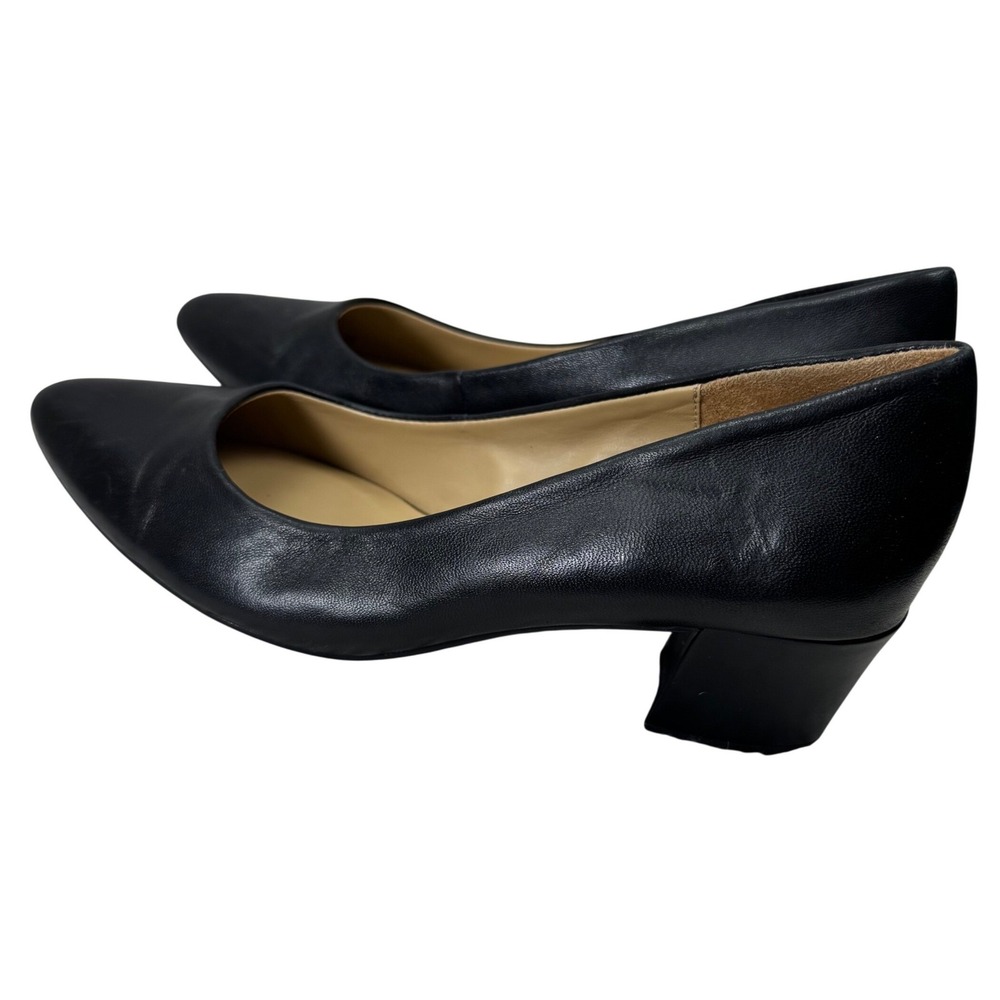 Naturalizer Carmen Pumps Women 8M Black Leather Pointed Toe Block Heel Work Shoe